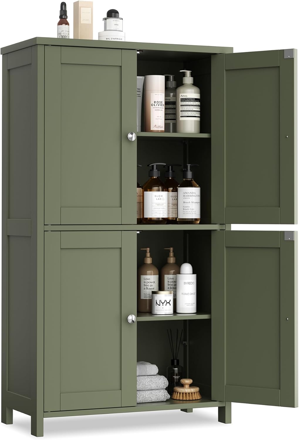 Vongrasig 43" Bathroom Storage Cabinet, Floor Cabinet with Doors, Green