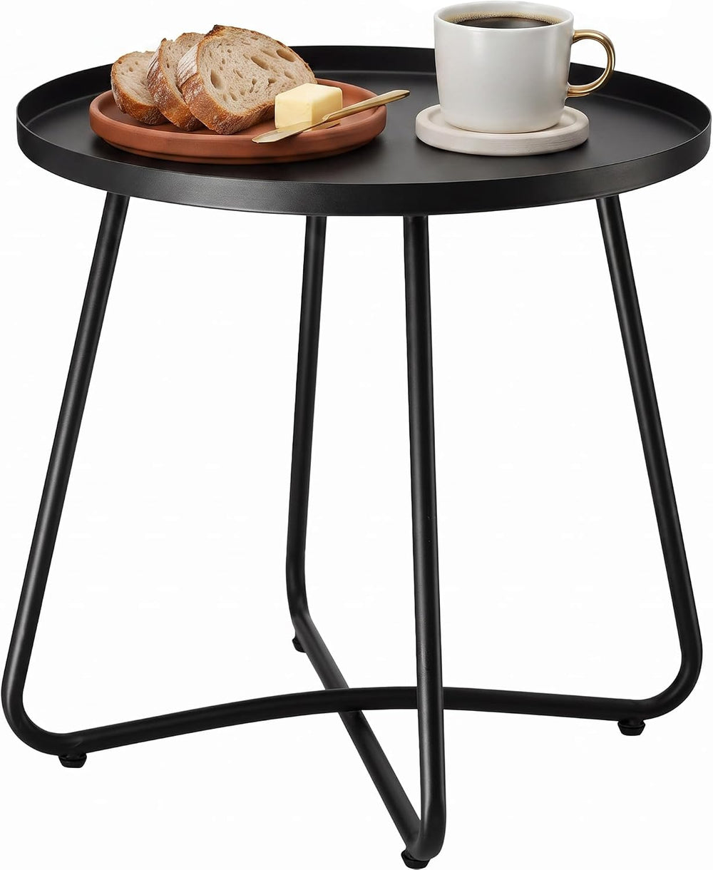 danpinera Outdoor Side Tables, Weather Resistant Steel, Small Round End Table...