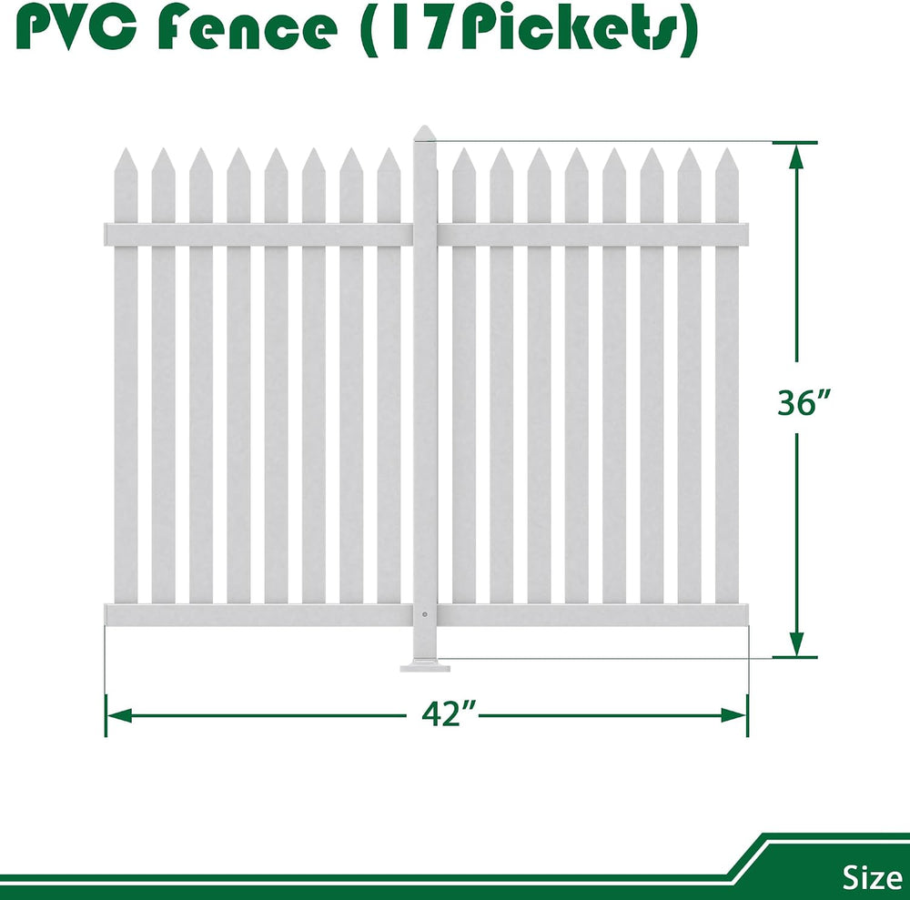 Outdoor Garden Vinyl Fence (4Sets), W84 X H36 White Picket Fence Panels Priva...