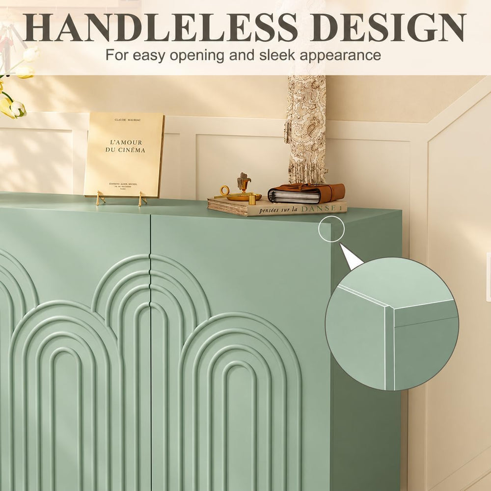 ARTPOWER 47" Accent Cabinet with Cloud Relief Sideboard with 3 Doors Green