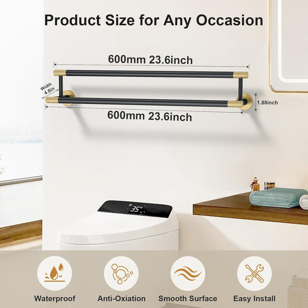 Bath Towel Bars Black with Brushed Gold Towel Holders for Bathroom
