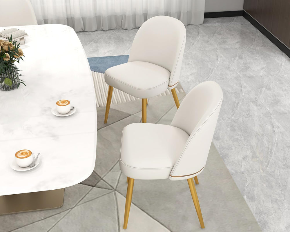 KCC Modern PU Leather Dining Chairs Set of 2,Armless Side Chairs,White