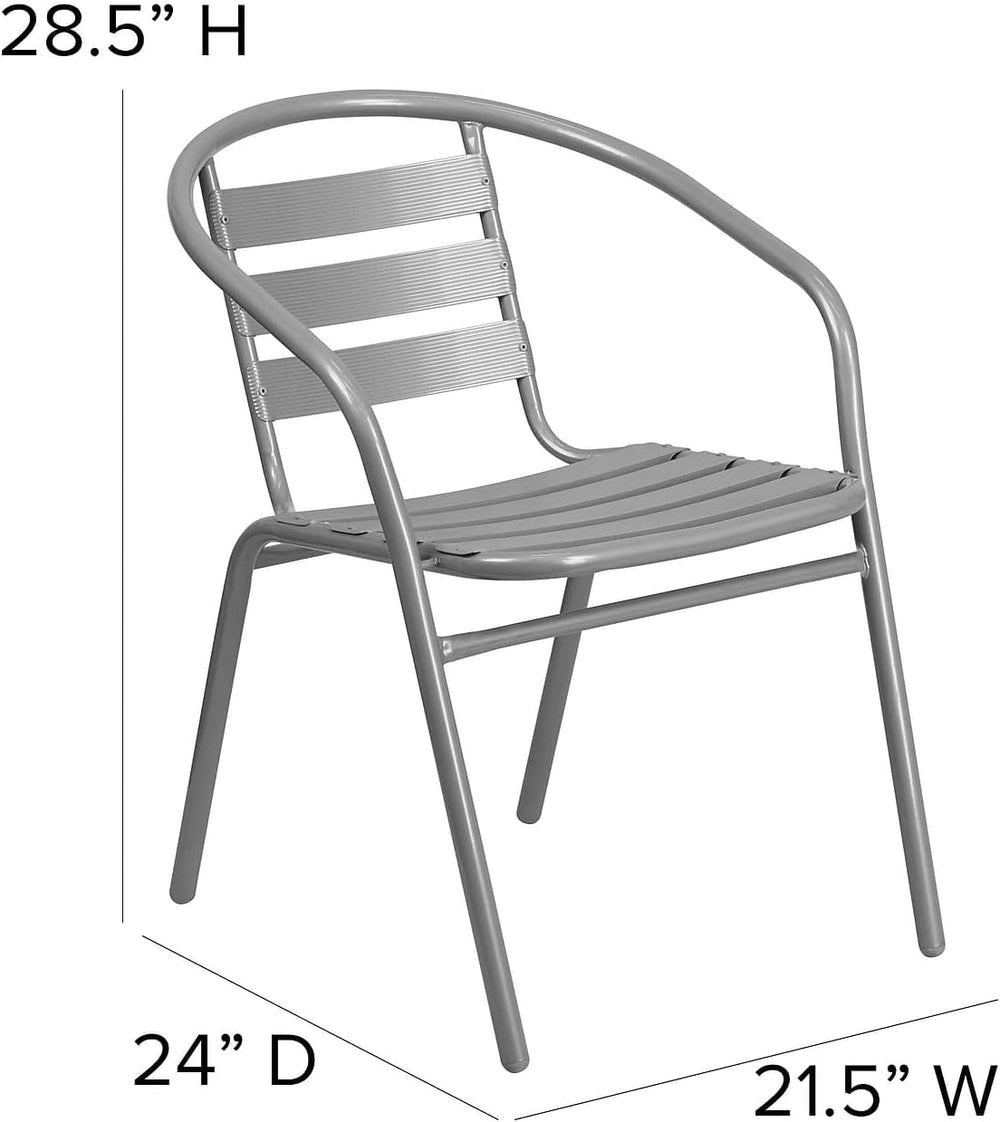 Flash Furniture Lila Silver Metal Restaurant Stack Chair with Aluminum Slats
