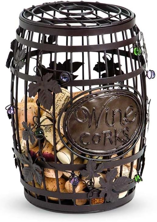 wine barrel cork cage shown in use