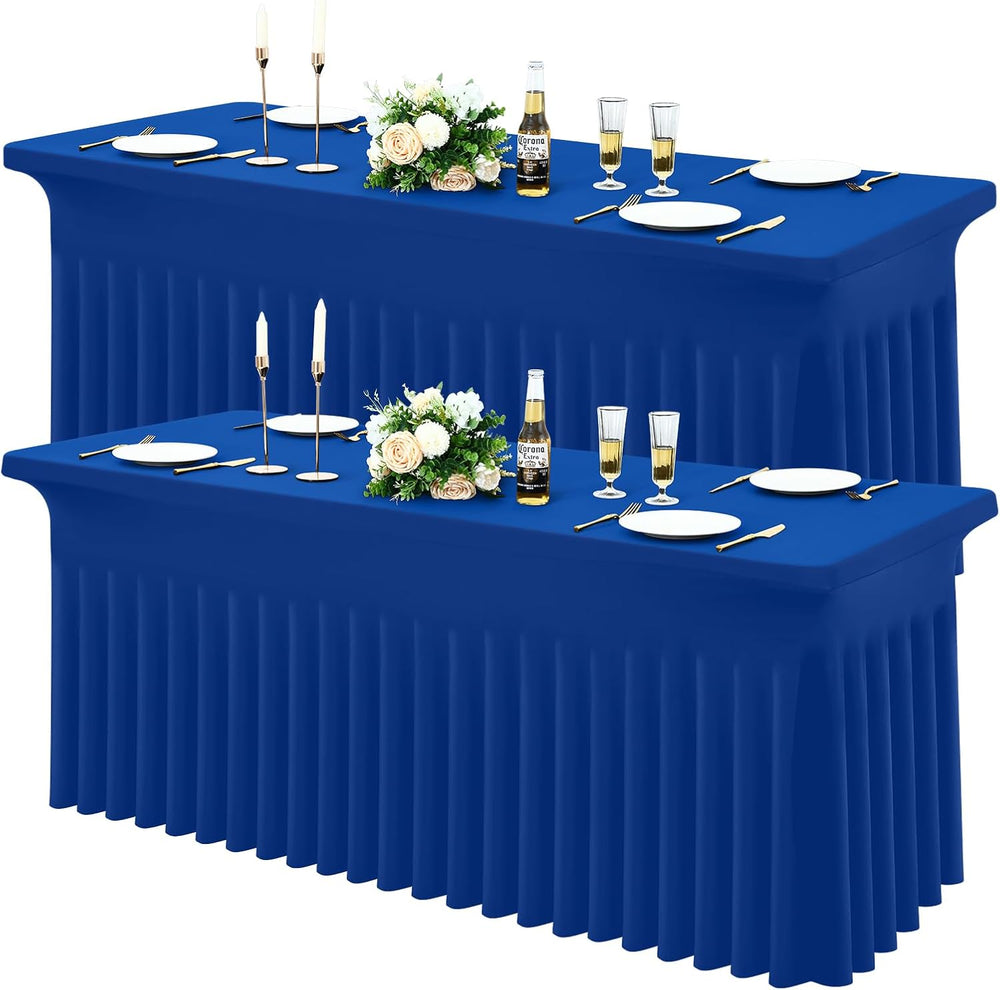 Moosfor 2 Pack Spandex Fitted 6FT Rectangle Tablecloth, Elastic Table Skirt