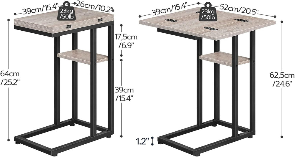 HOOBRO Foldable C Shaped End Table, C Shaped Side Table with Storage Shelf
