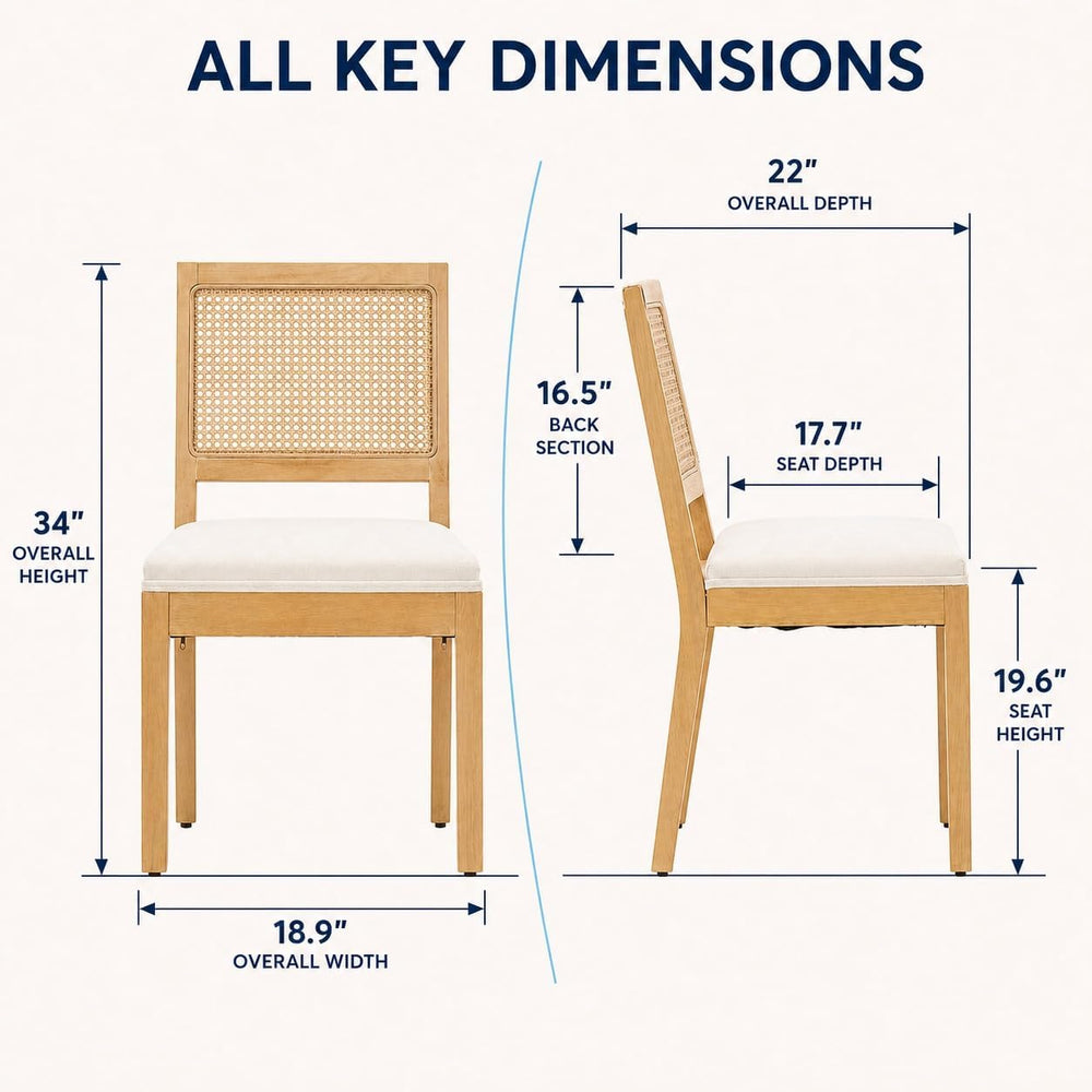 ODUSE-DAILY French Country Rattan Dining Chairs Set of 4, Beige Farmhouse Kit...