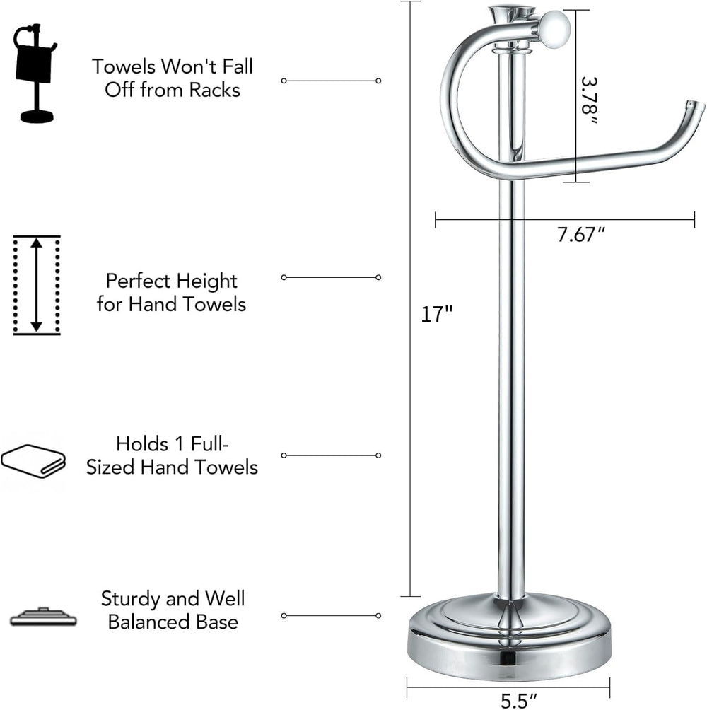BESy Stand Hand Towel Holder, Countertop Towel Bar, Polished Chrome