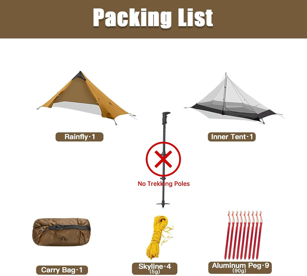 Night Cat Ultralight Tent 1 Person for Professional Backpacker Hiker 2 LBS On...