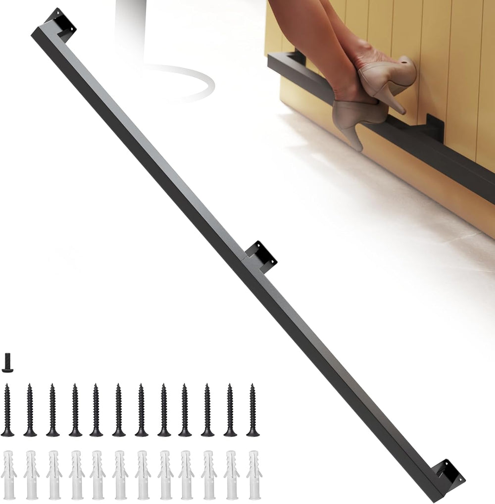 Bar Foot Rail Kit 4ft / 6ft / 8ft, Matte Black Bar Foot Rest Brackets with In...