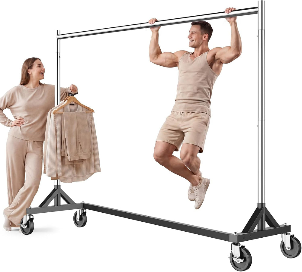 HOKEEPER Clothes Rack Z Rack Heavy Duty Clothing Rack with Lockable Wheels