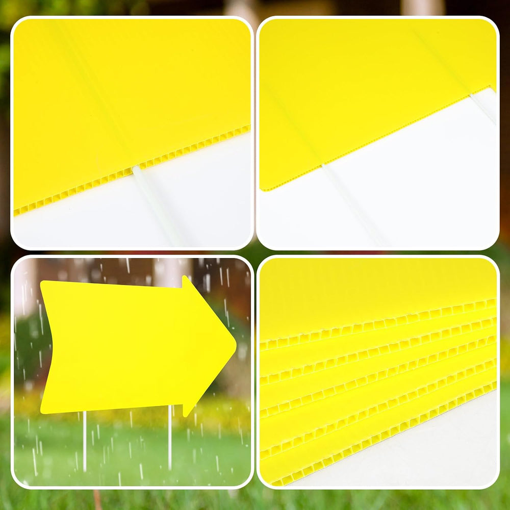 Barydat 12 Pcs Arrow Signs with Stakes Blank Yard, 17 x 12 Inches, Yellow