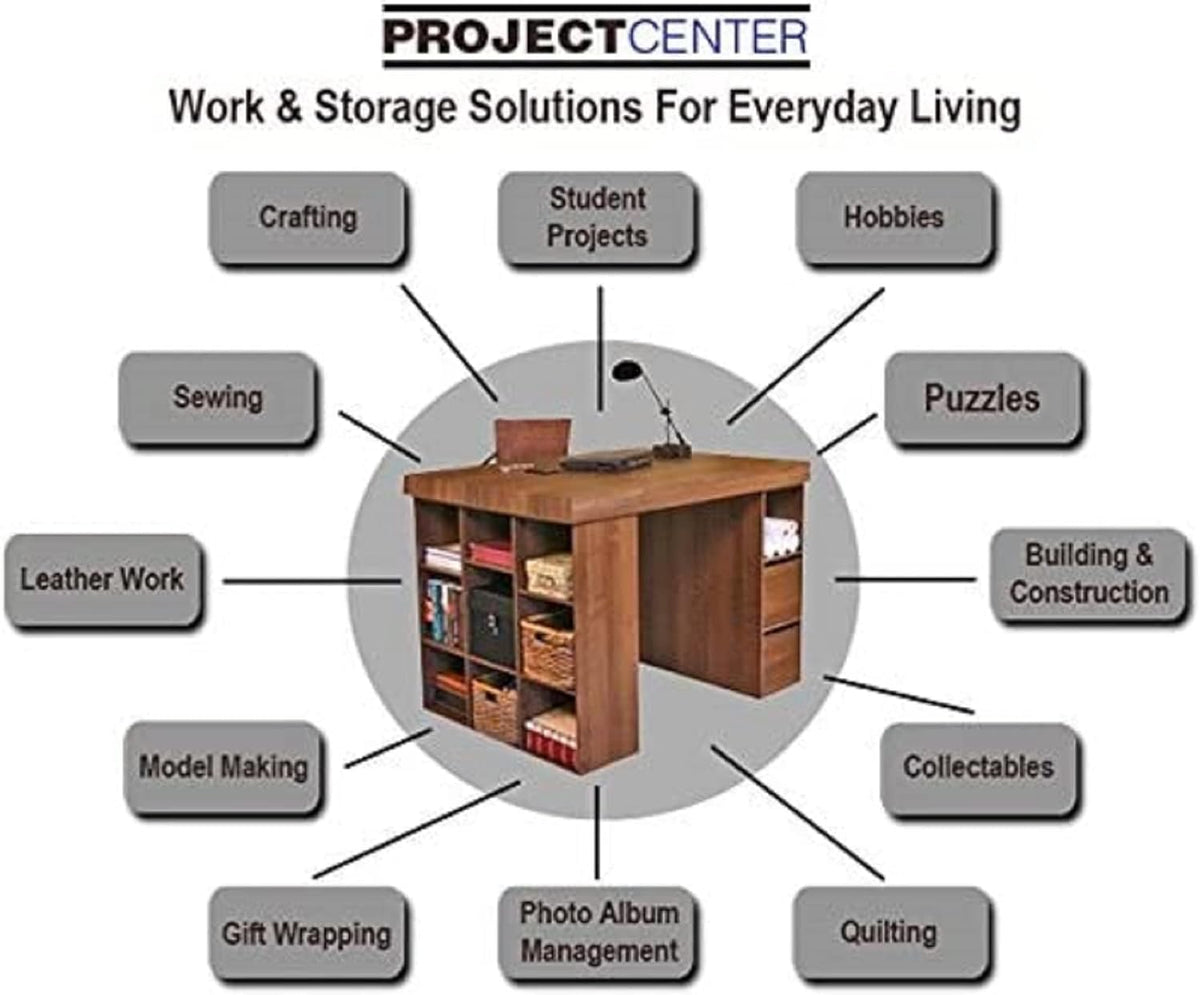 project center desk with bookcase and 3 bin, package contents