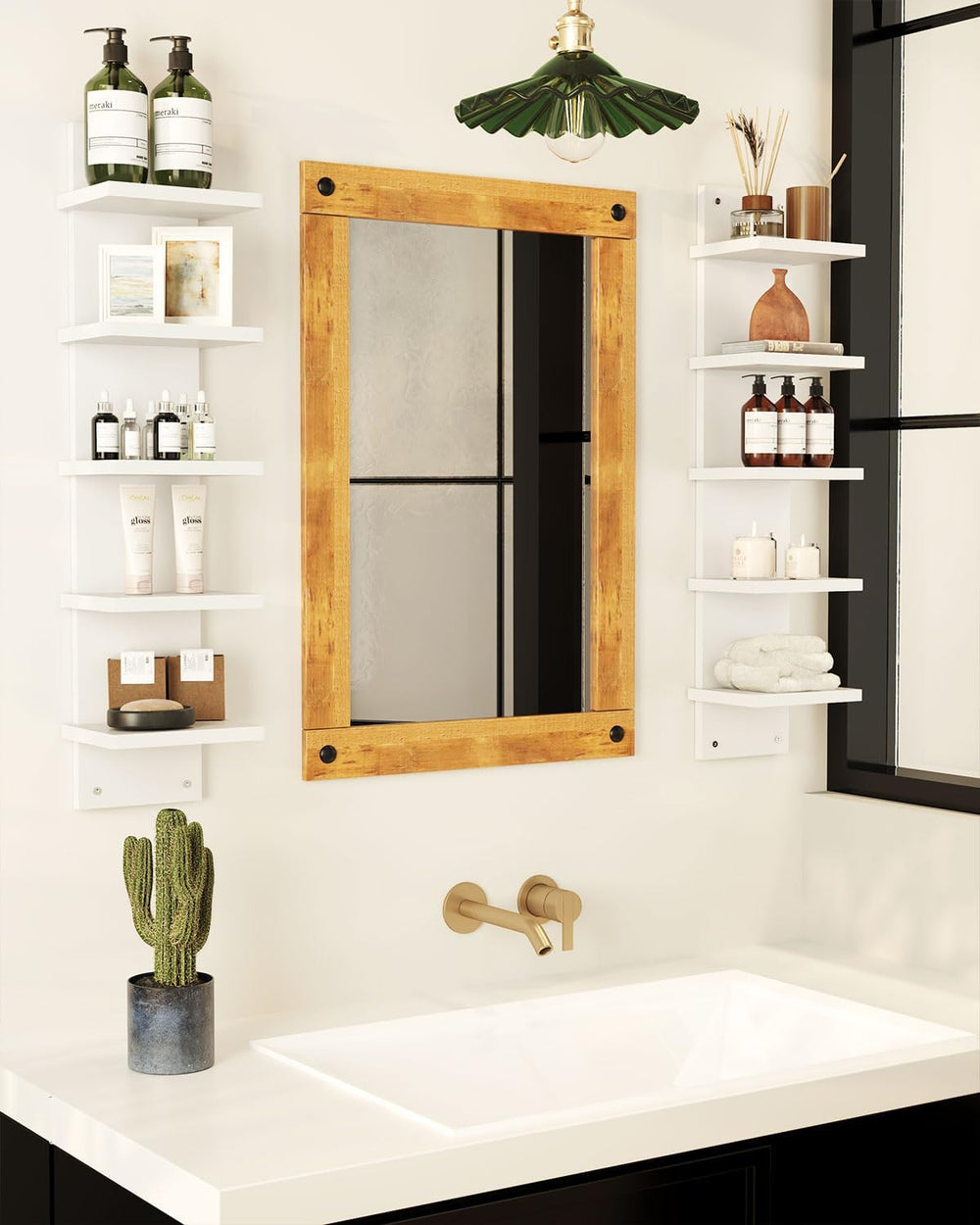 IBUYKE 5 Tier Wall Shelf Unit,Floating Storage Shelf White WBC009W-2