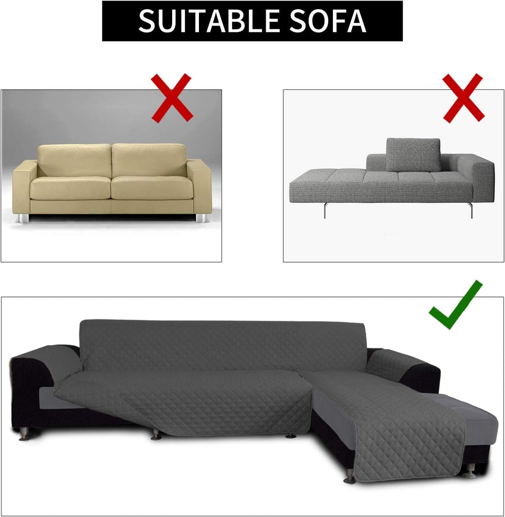 Easy-Going Reversible L-Shape Sectional Couch Cover, X-Large, Dark Gray