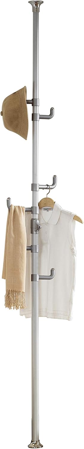 PRINCE HANGER Vertical One-Touch Pole Coat Rack — 6 Independent Rotating Hook...