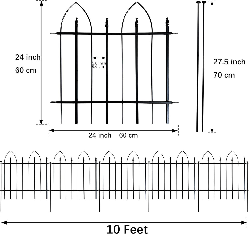 Thealyn Garden Fence 24" H x 24" W (5 Panels, Total 10 ft)