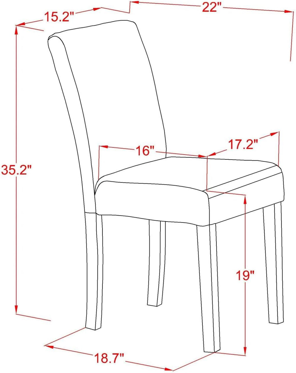 East West Furniture ABPNT35 Abbott Classic Parson Chairs - Doeskin Linen Fabr...