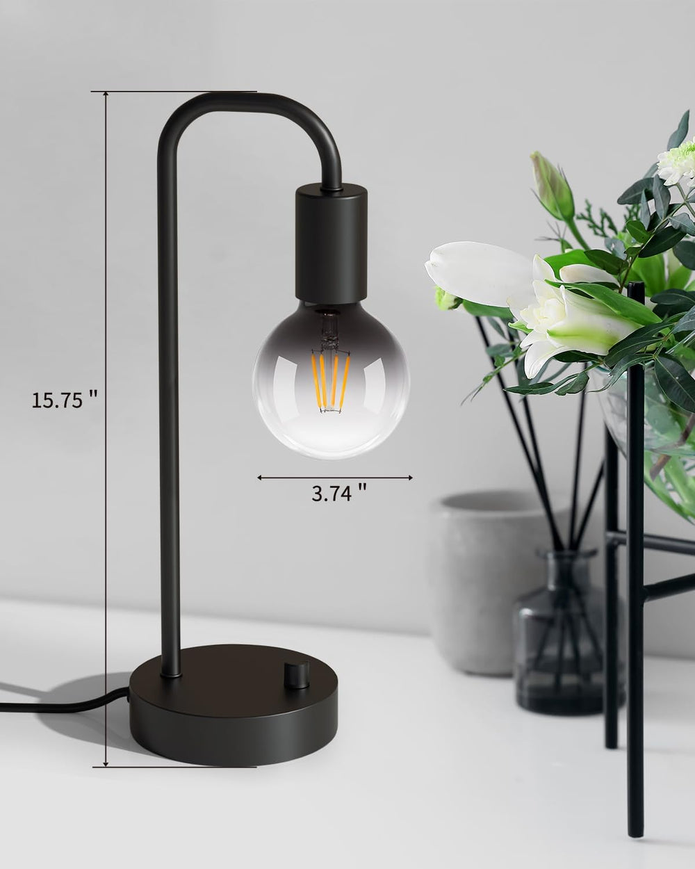 ONEWISH Industrial Table Lamp Set of 2, Fully Dimmable Beside Lamp with Gradi...