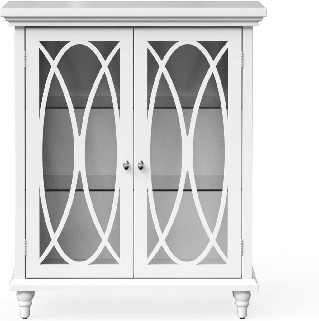 Teamson Home Florence 26 in. x 32 in. 2-Door Freestanding Wooden Floor Cabinet with Adjustable Shelves for Storage Solutions in Bathrooms, Kitchens, Laundry Rooms, Home Offices, White