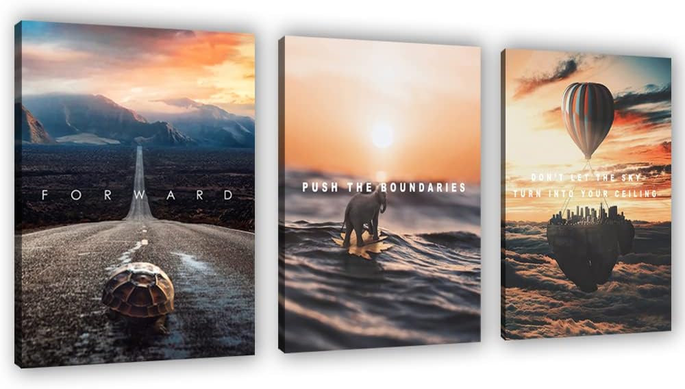 Motivational Wall Decor Poster Inspirational Wall Art 3 Pieces Canvas Wall Pa...