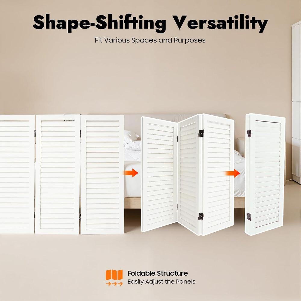 3 Panel Room Divider Screen White, Paulownia Wood Freestanding Privacy Partit...