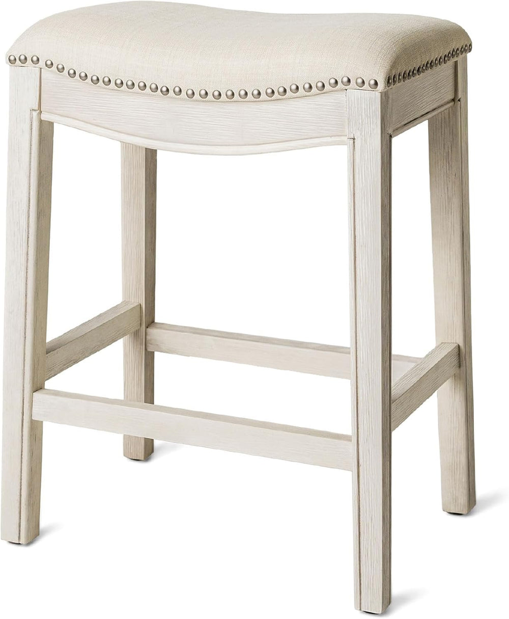 Maven Lane Adrien Backless Counter Stool, Cream, 26"