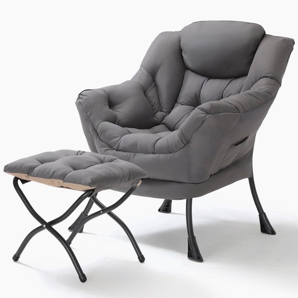 Lazy Chair with Ottoman,Comfy Accent Living Room Chair with Footrest Set