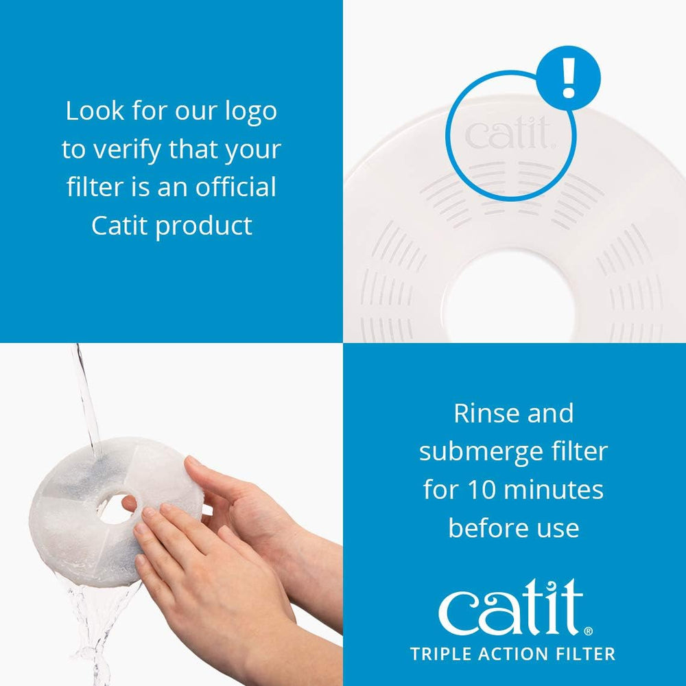 Catit Triple Action Replacement Original Water Fountain Filters, 12 Pack