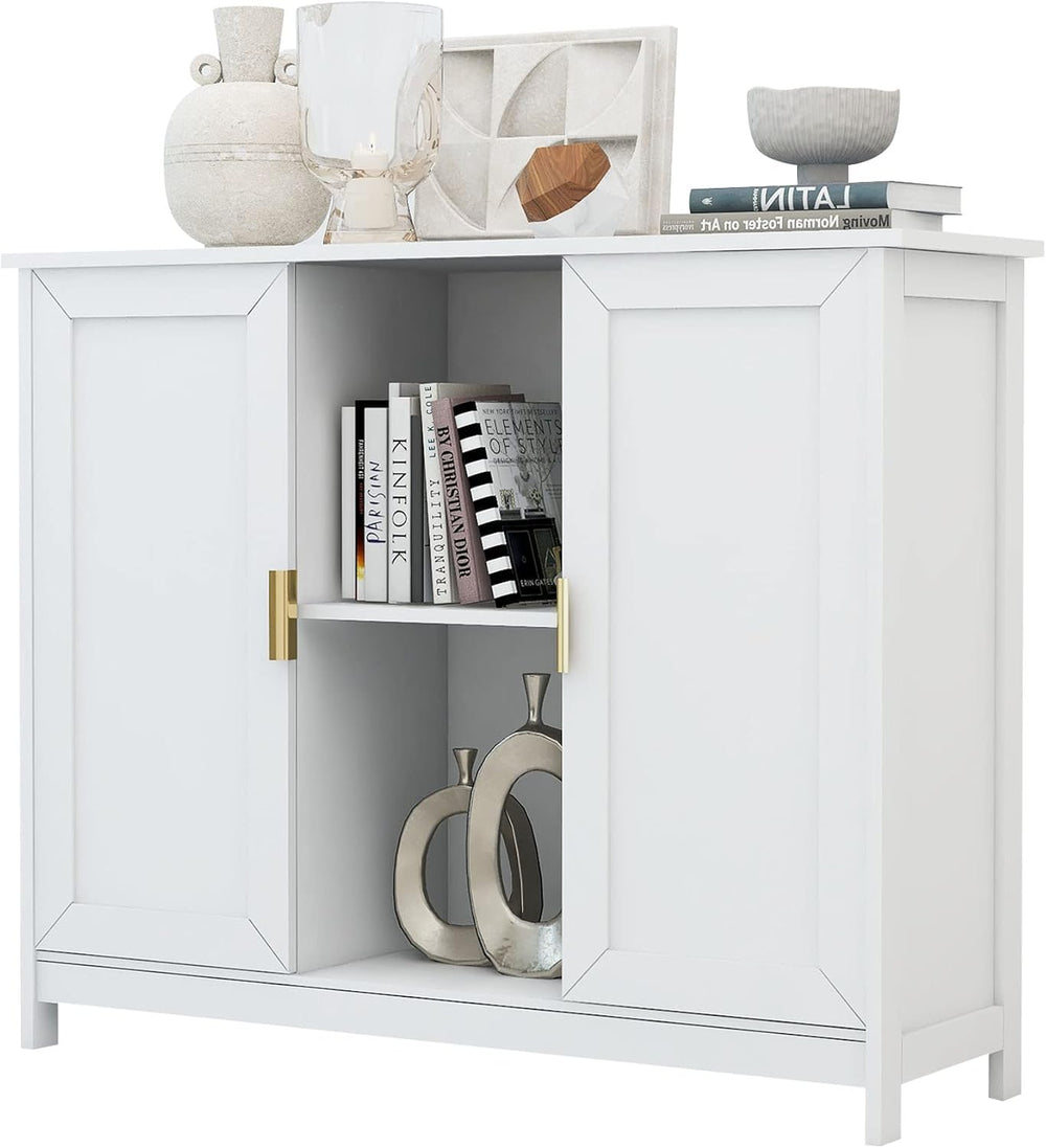 TaoHFE White Buffet Cabinet with Storage,Wooden Narrow Entryway Cabinets
