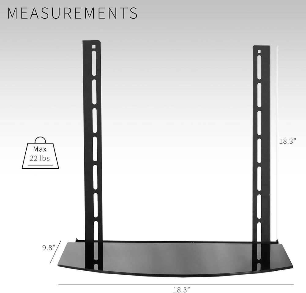 VIVO Black 18 in Under Above VESA Back of TV Wall Mount Shelf, MOUNT-SF04R