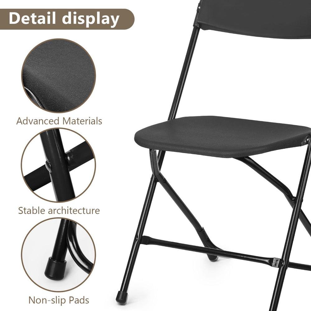 OS MOTOR Portable Heavy Duty Folding Chairs 10 Pack, Black