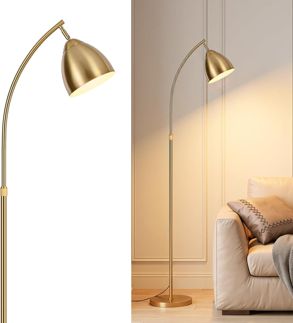 68" Gold Arc Floor Lamp with Iron Shade, Bulb Included
