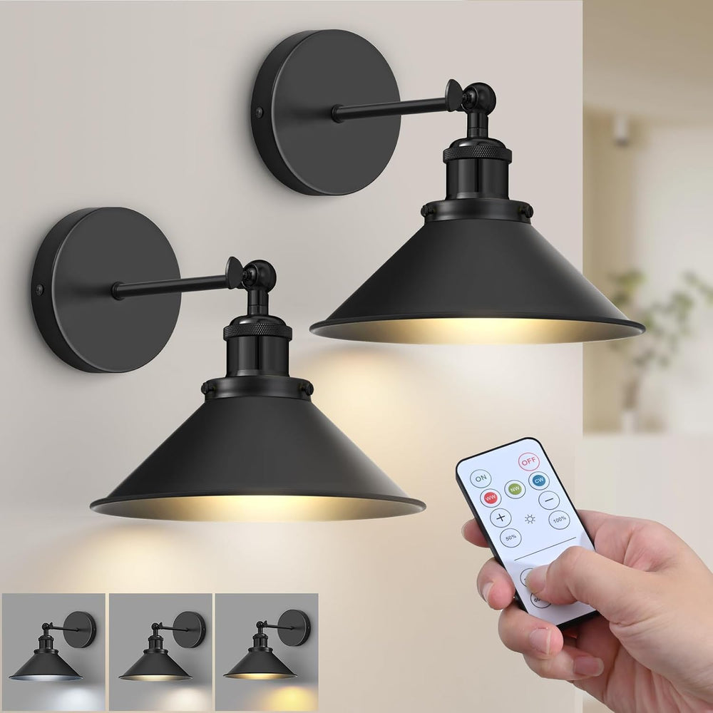 Battery Operated Wall Sconce Set of 2,Vintage Wireless Wall Sconces with Remo...