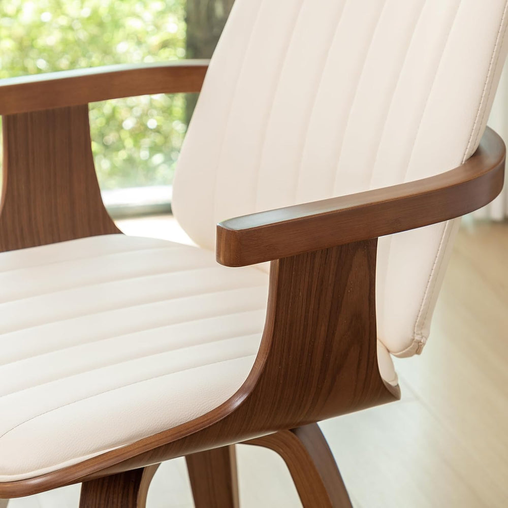 Mid Century Modern Dining Chairs, Swivel Dining Chairs with Arms Walnut
