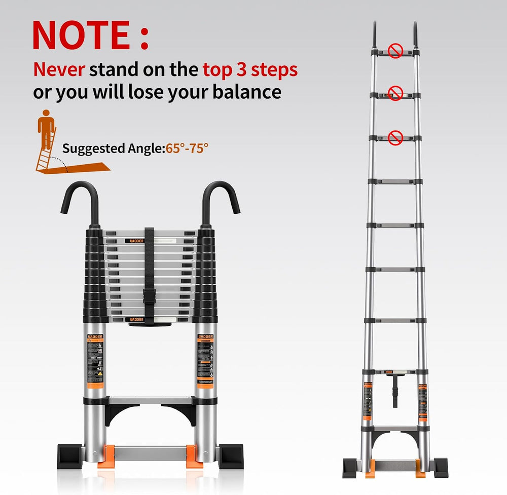 Telescoping Ladder,12.5FT Aluminum Extension Ladder,330lbs Max Capacity