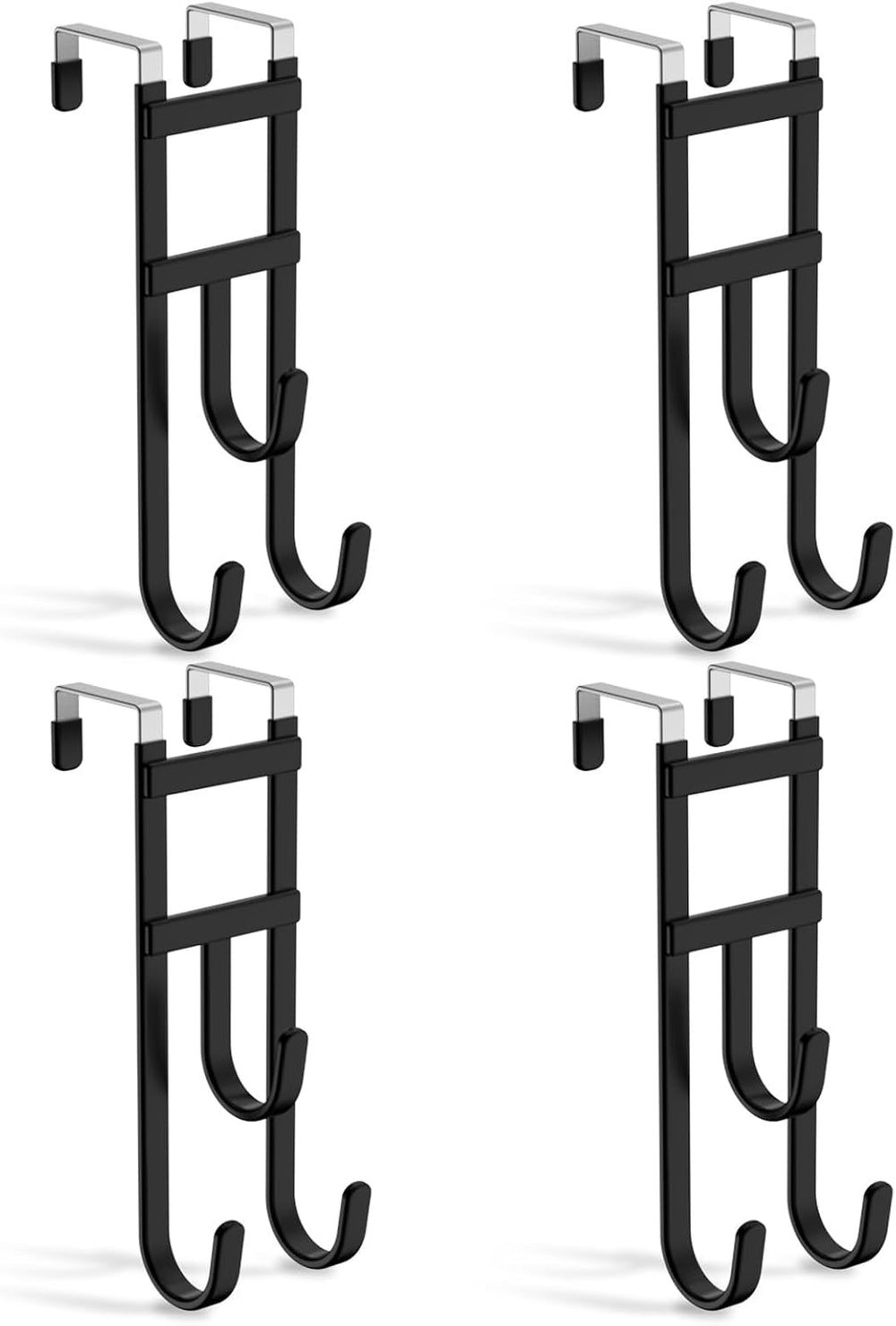 4 Pack Over-the-Door Hooks, No Installation Required, 100 Lb Heavy Duty with ...