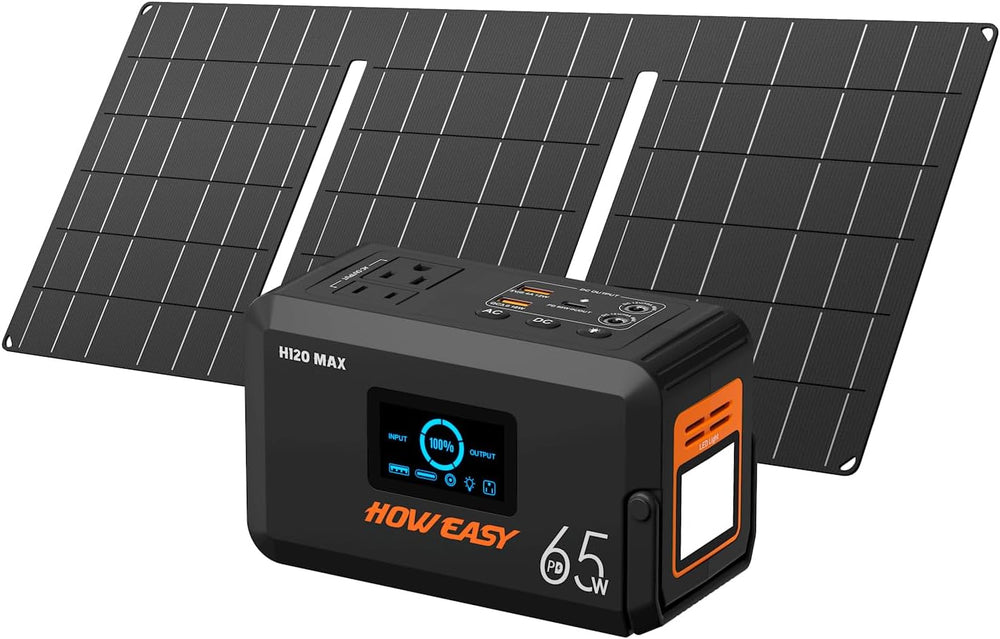 HOWEASY Solar Generator 135W, Portable Power Station with 30W Solar Panel