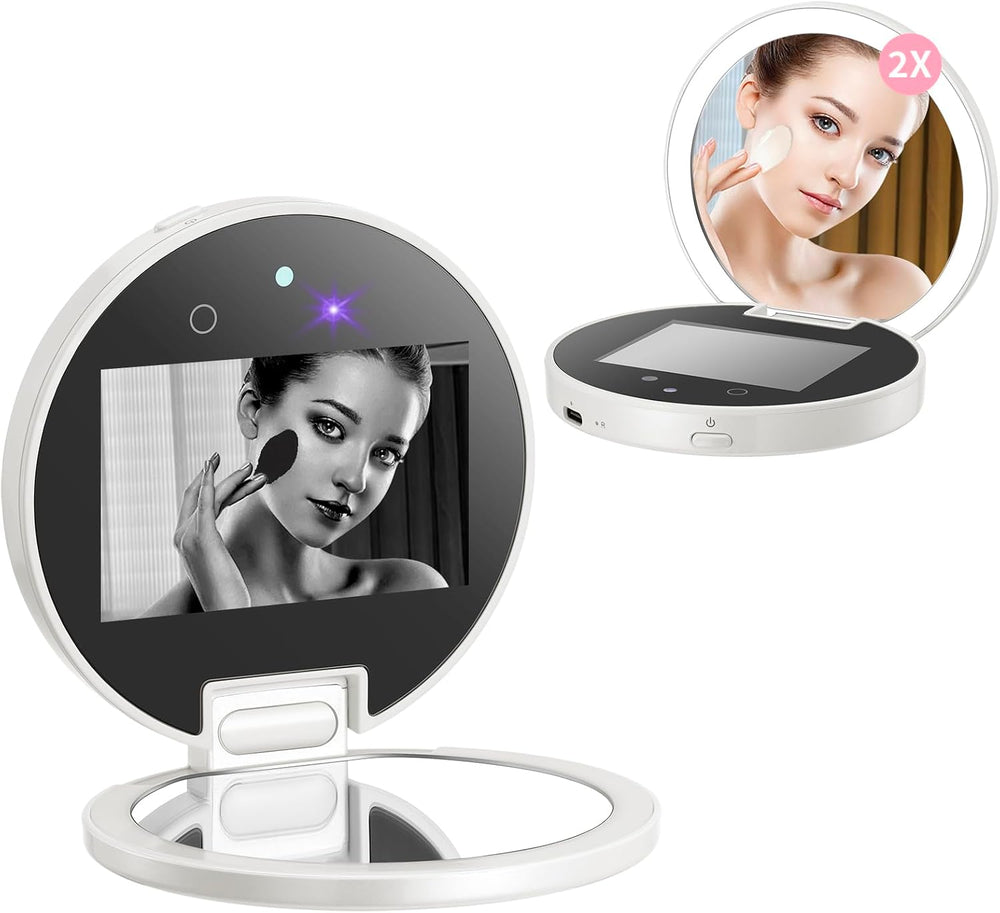 DESCHEN UV Camera Mirror for Sunscreen Test with 2X Makeup Mirror