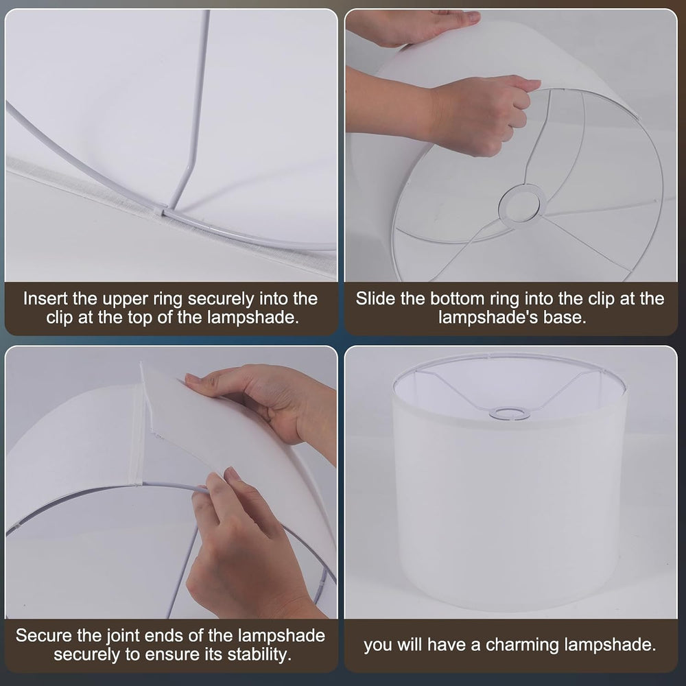 White Lamp Shade, Large Drum Lampshade 13" Top x 13" Bottom x 11&qu...
