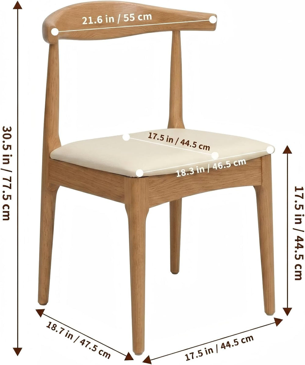 Set of 2 Dining Chairs, Modern Wooden Kitchen Chairs with Upholstered Seat