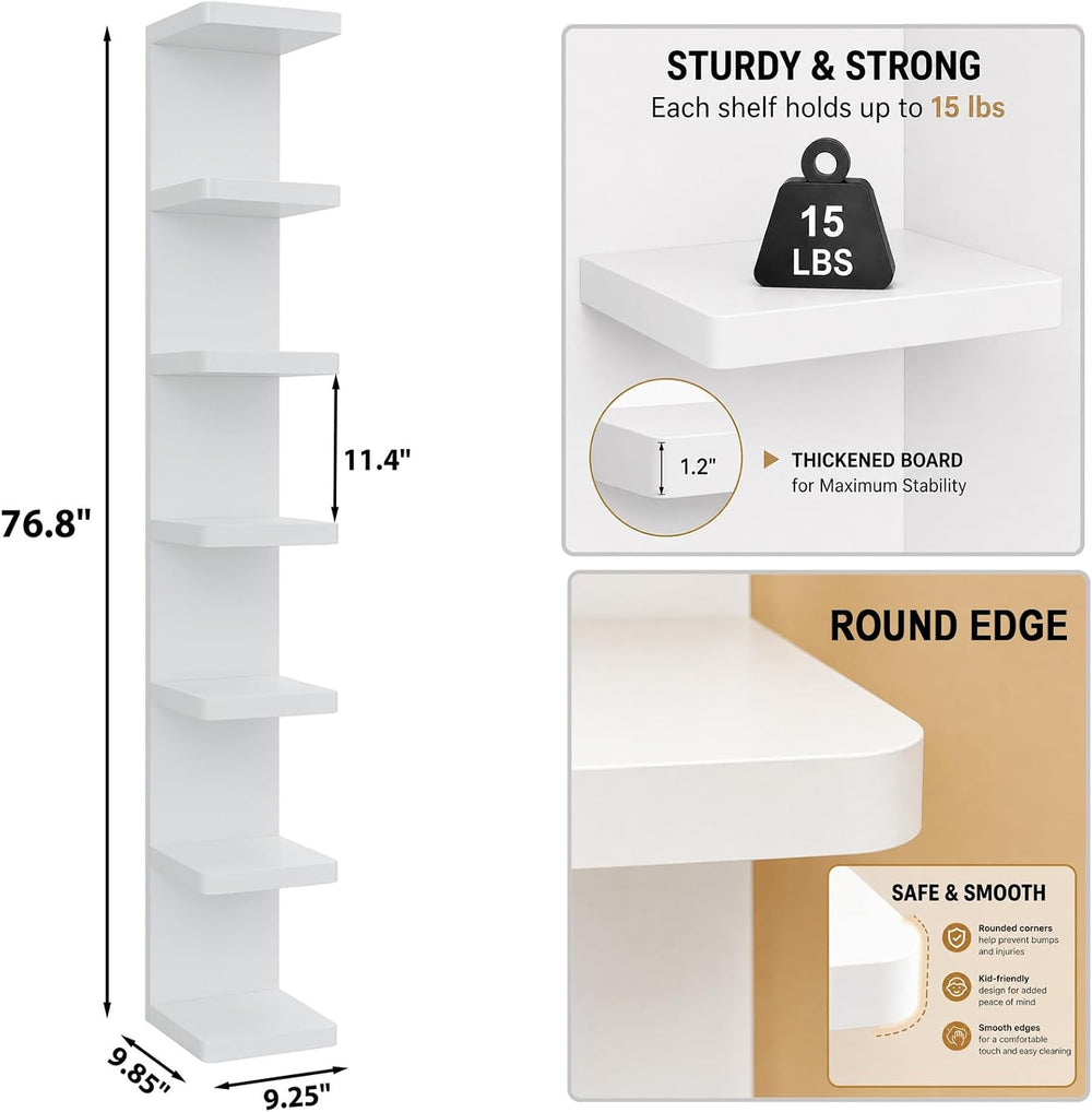 LitaEther Versatile 7 Tier Wall Shelf Unit,White Lack Wall Shelf,Display Floa...