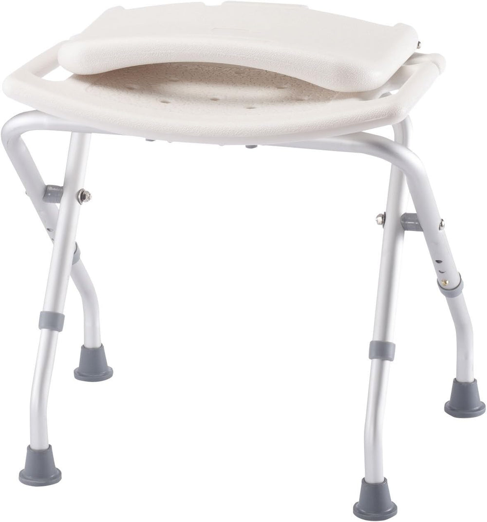 Folding Bath Seat with Back Support, Portable Shower Bench, White