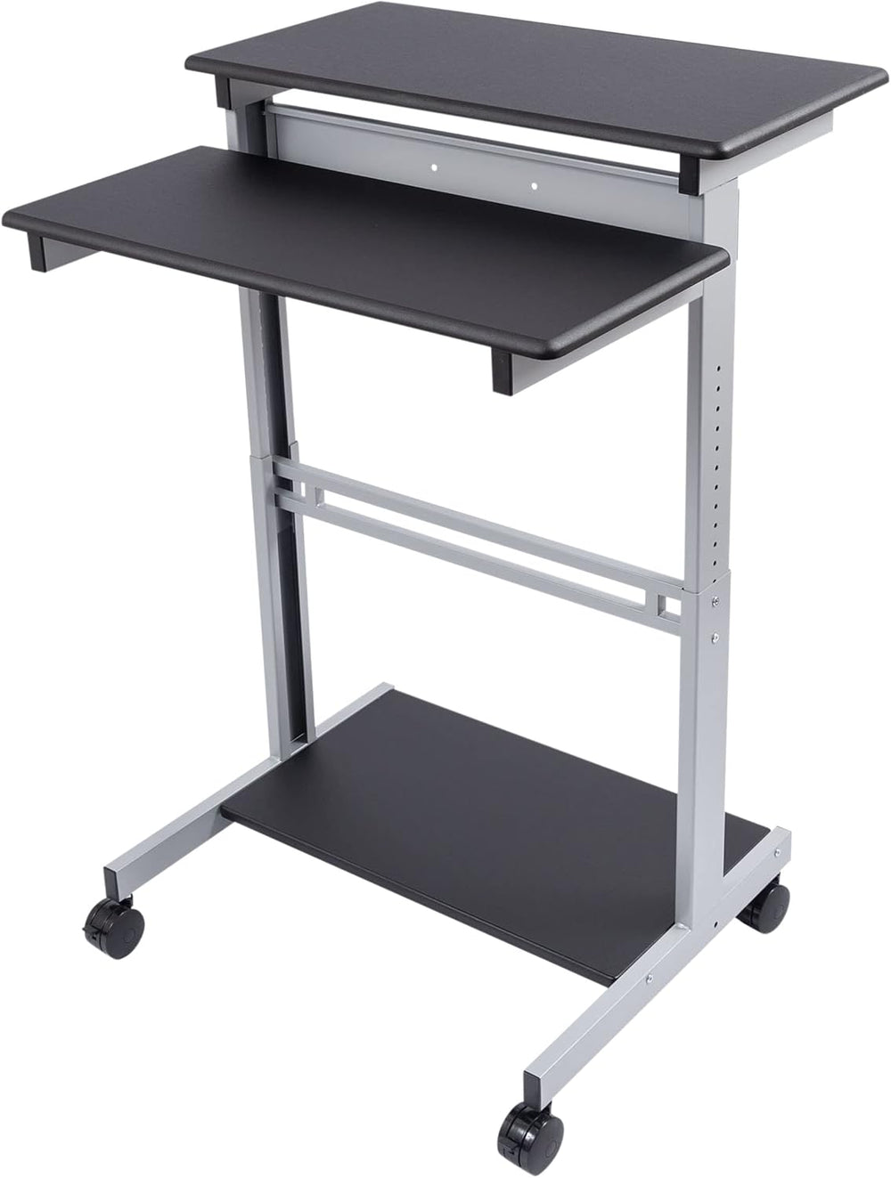 S STAND UP DESK STORE Rolling Adjustable Height Two Tier Standing Desk Comput...