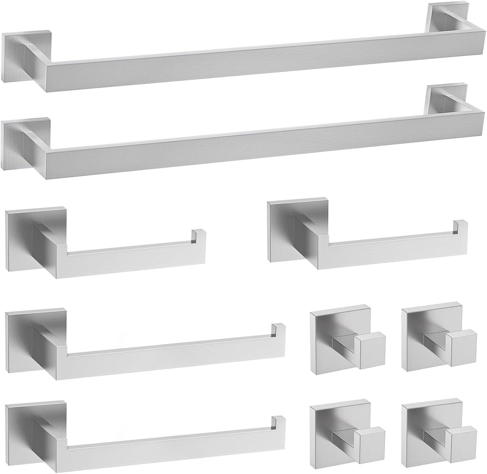 TURS Brushed Nickel 10-Piece Bathroom Hardware Set Towel Bar Set SUS304 Stain...