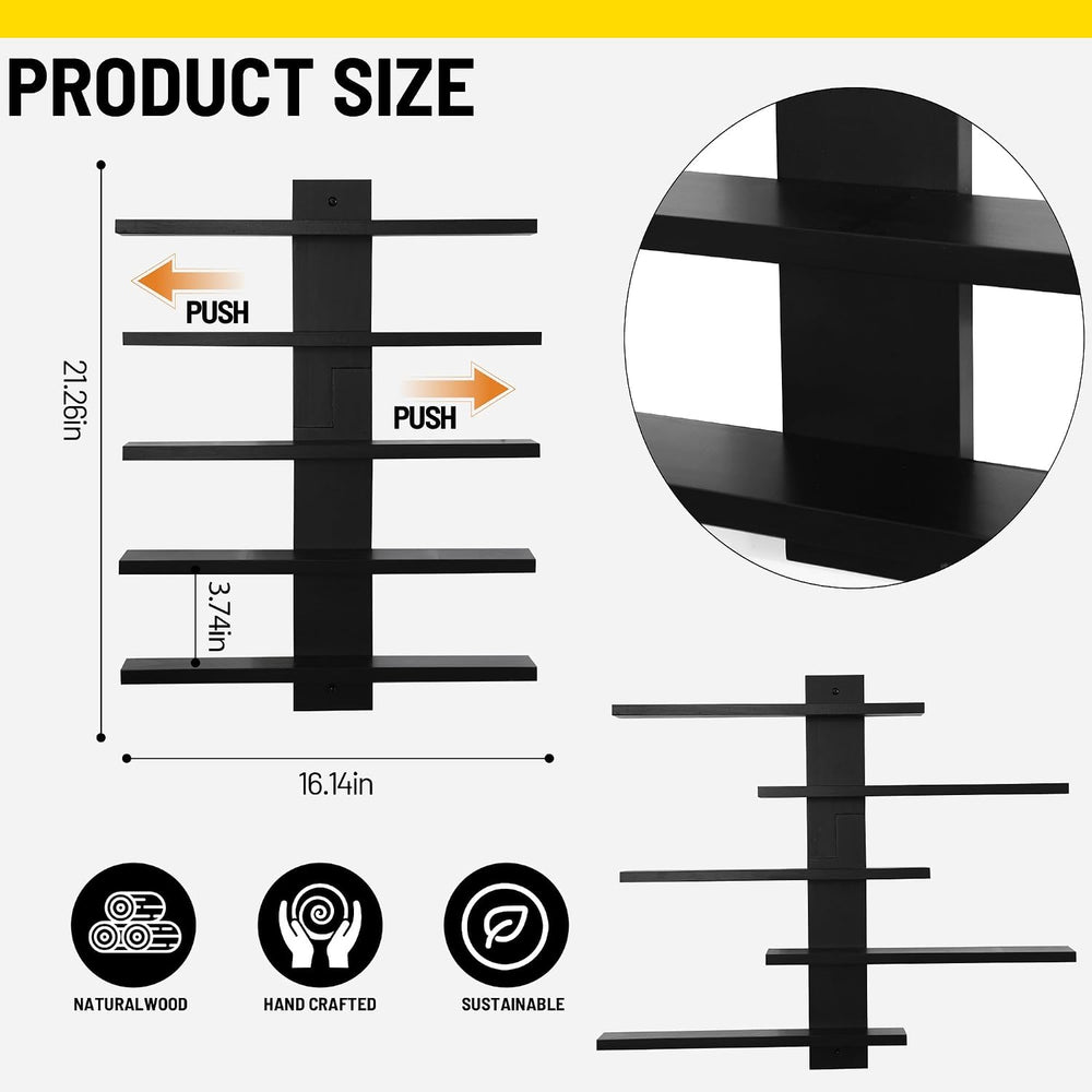 Floating Shelf for Wall,Trinket Display Rack for Collectibles,Black