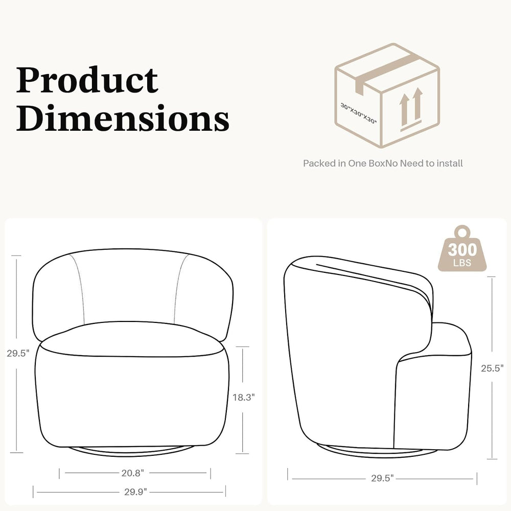 SOFTHION Swivel Accent Chair, Sherpa Teddy Barrel Chair, Beige Cream White