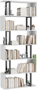 Gadroad 6-Tier Tall Bookshelf, S-Shaped Book Shelf Unit, White