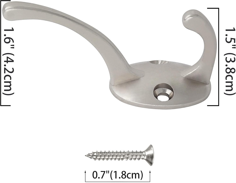 IBosins 32 Pack Silvery Double Coat Hooks Wall Mounted with 64 Screws