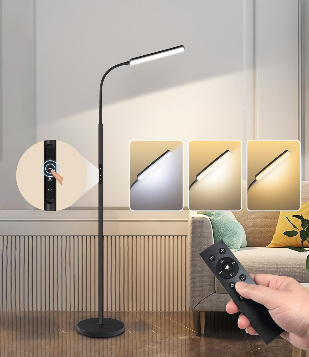 Dimunt LED Floor Lamp, Stepless Adjustable 3000K-6000K Colors, Black